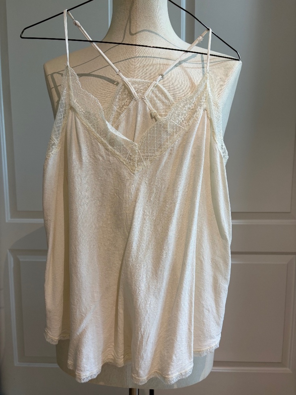 Lovestitch Ivory Lace Trim Racerback Cami Tank Top Boho